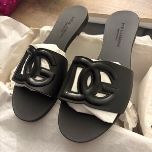 Dolce & Gabbana Black Slide Sandals